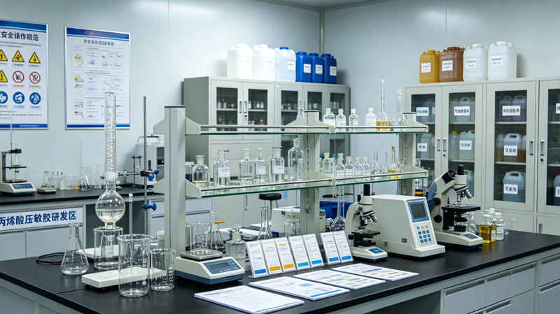 Laboratorio de desarrollo de adhesivos personalizados y emulsiones acrílicas.