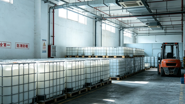 Almac&eacute;n de adhesivos y emulsiones con tanques de almacenamiento